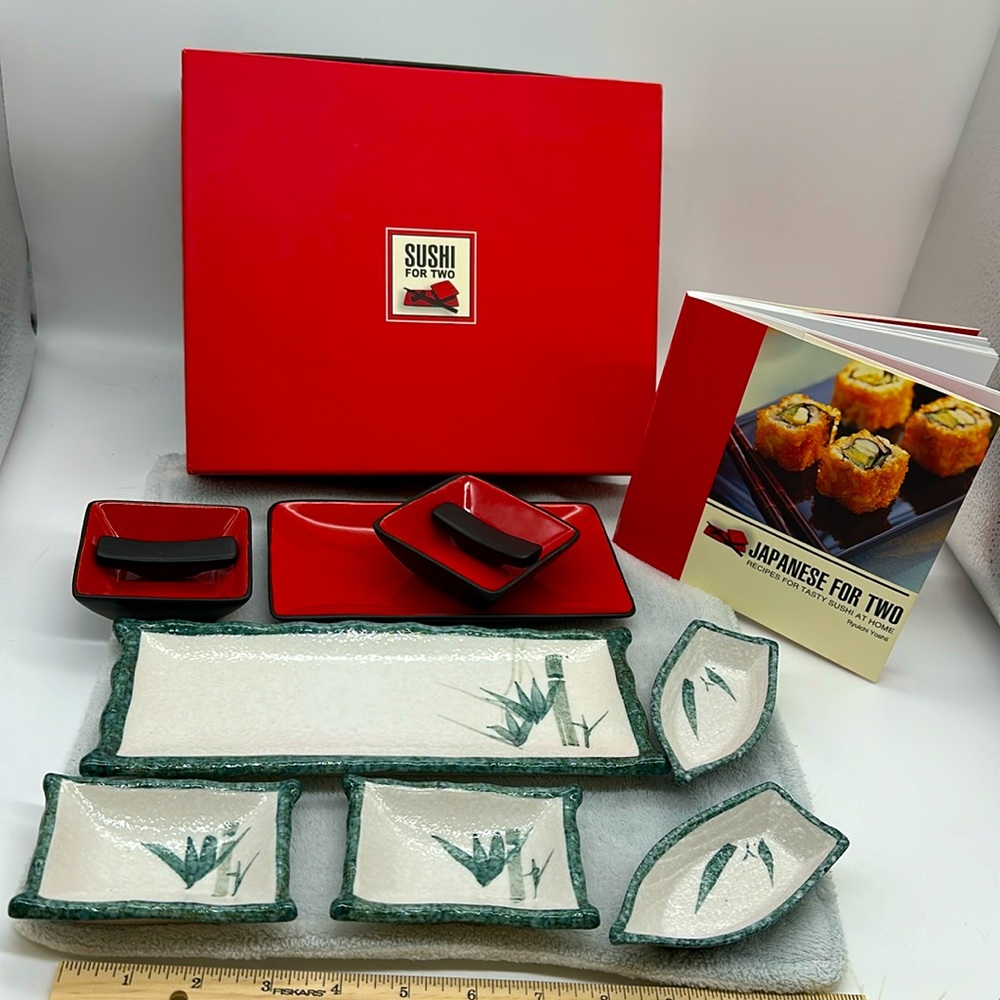 Sushi For Two Box Kit-Includes Ceramic/Porcelain Trays & Dishes w/How-to Book